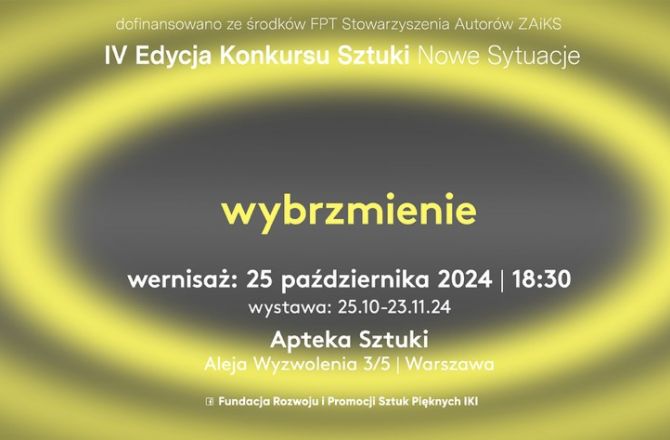 Zapraszamy na wystawę IV Ogólnopolskiego Konkursu Sztuki Nowe Sytuacje pt. „Wybrzmienie”, w której udział biorą dr hab. Agnieszka Lech-Bińczycka, prof. UR, dr Barbara Porczyńska oraz mgr Jakub Maciejczyk