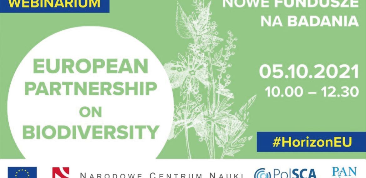 baner informacyjny o webinarium, zielone tło, logotyp polsca, narodowe centrum nauki, logotypy unijne