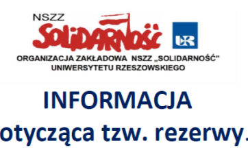 NSZZ Solidarność - informacja dotycząca tzw. rezerwy