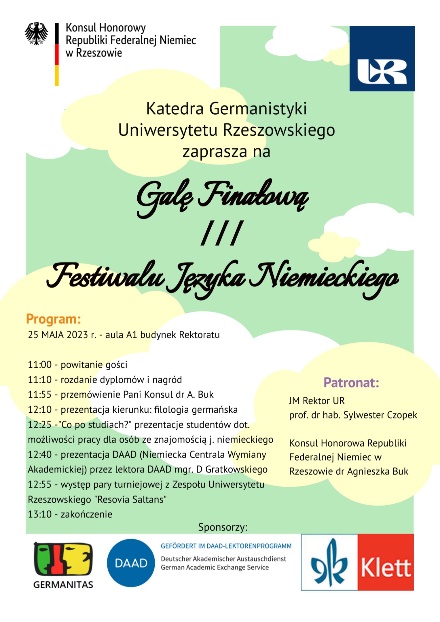 Plakat z programem Gali Finałowej III Festiwalu Języka Niemieckiego