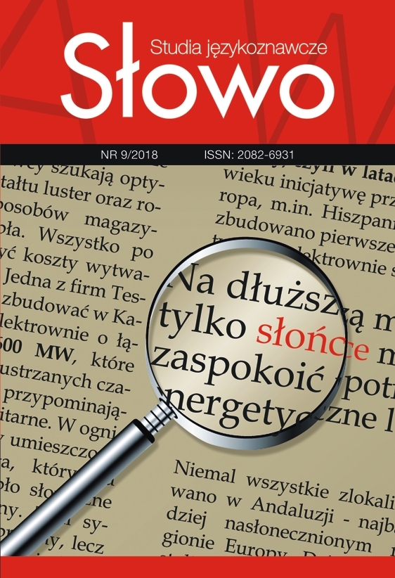 Słowo. Studia językoznawcze nr 9/2018