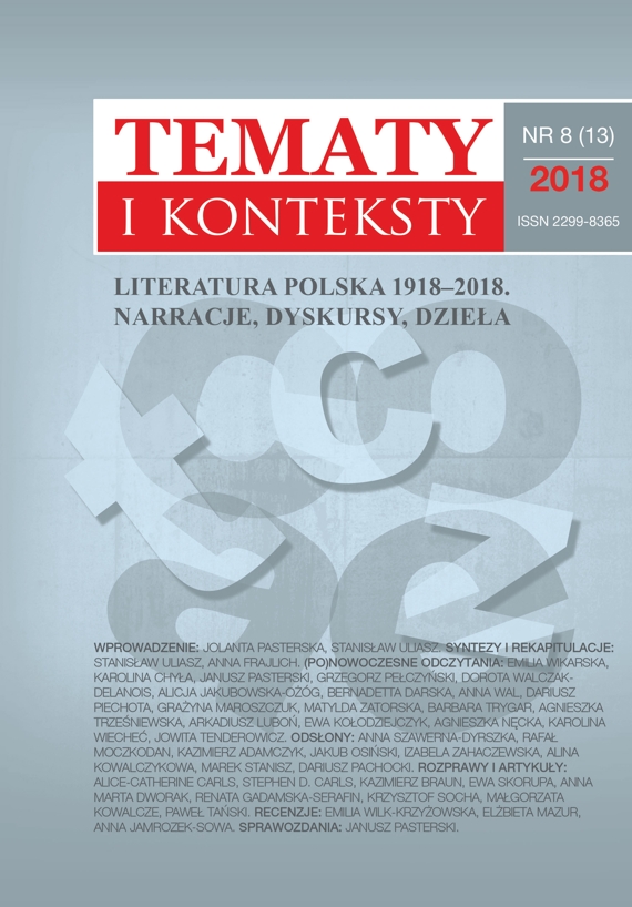 Tematy i Konteksty nr 8 (13) 2018, Literatura Polska 1918-2018.  Narracje, dyskursy, dzieła