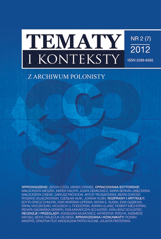 Tematy i Konteksty nr 2 (7) 2012, Z archiwum polonisty
