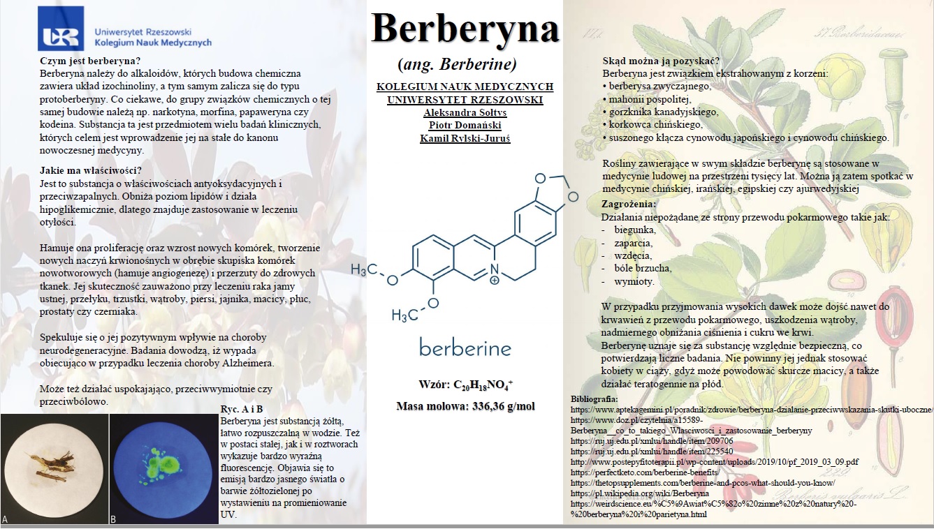 ALKALOIDY-BERBERYNA - UR Cell Biochemistry Student Scientific Circle