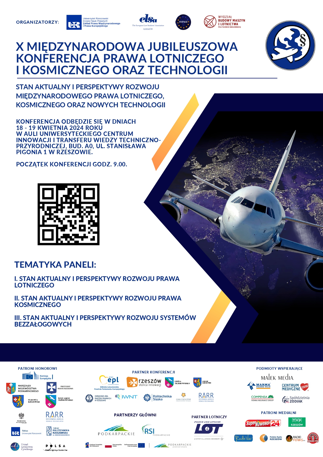 Plakat X Międzynarodowej Konferencji Prawa Lotniczego i Kosmicznego oraz Technologii