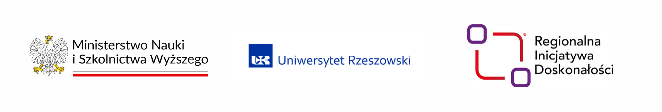 Logotypy Ministerstwa Nauki i Szkolnictwa Wyższego, Uniwersytetu Rzeszowskiego i Regionalnej Inicjatywy Doskonałości